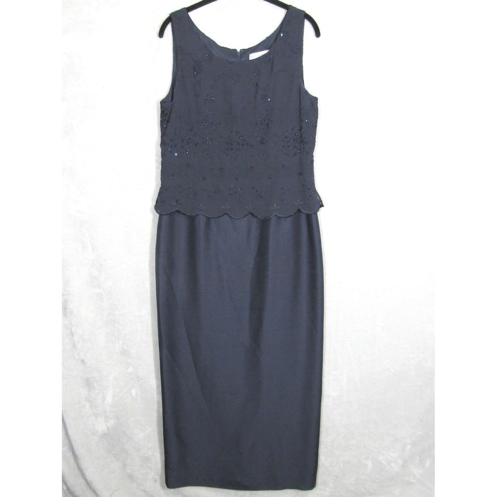 Adrianna Papell Occasions Beaded Formal Dress Size 10 Silk Sleeveless Evening